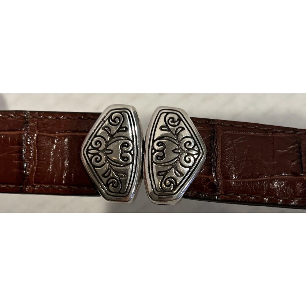 Brighton Belt Reversible Brown & Black Crocodile Size ML 32 Leather 1" EUC - Picture 8 of 8